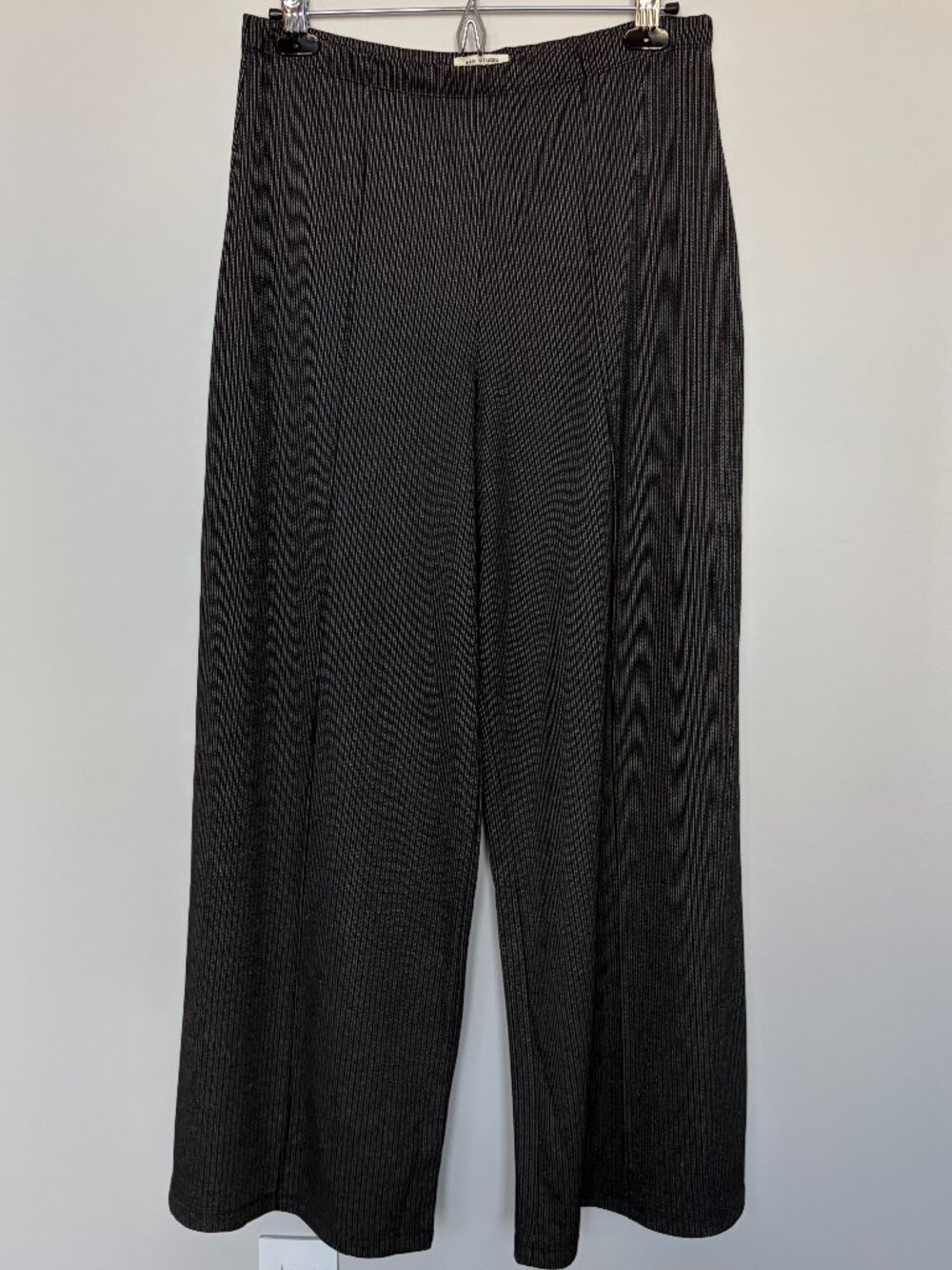 Max Studio Gray/Black Wide Leg Pinstripe Knit Trousers XL